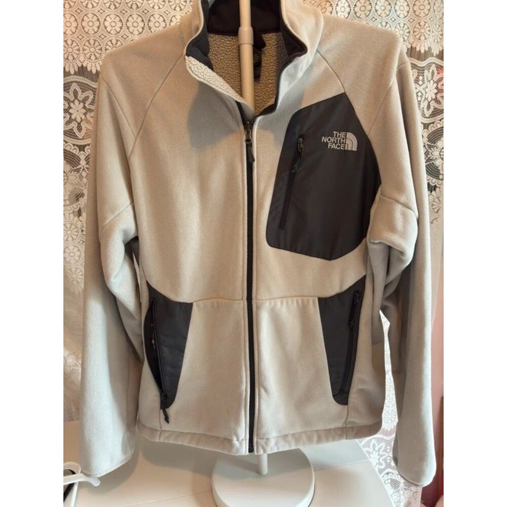 The North Face Cream & Grey Full Zip Fleece Jacket - Men’s Size L